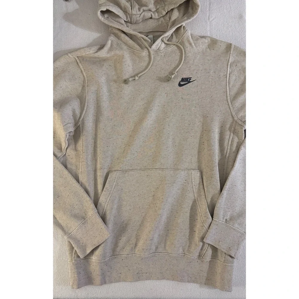 Nike Sportswear Mens Speckled Pullover Hoodie Oatmeal Heather Small DA0007-051